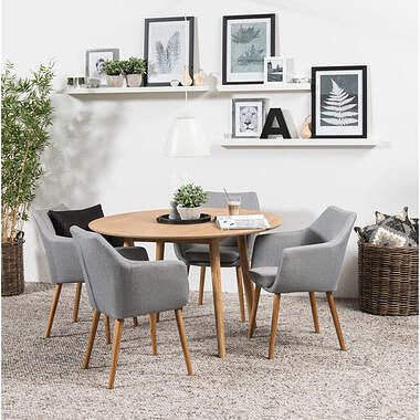 Foto van Eethoek ulfborg uppsala (tafel met 4 stoelen) - bruin/grijs - leen bakker