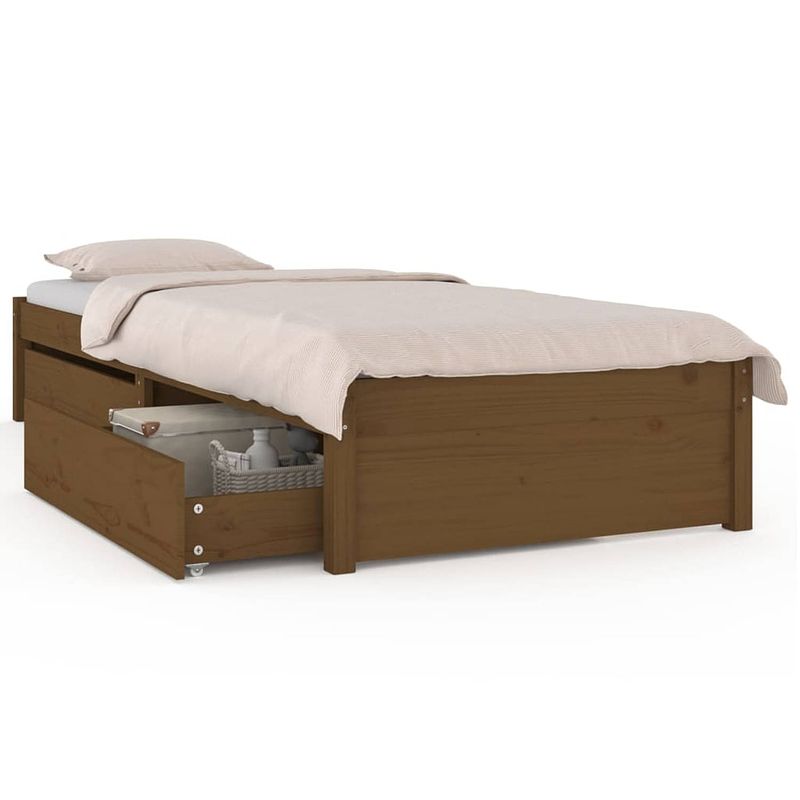 Foto van The living store bedframe grenenhouten bedlades - 205.5 x 105.5 x 31 cm - honingbruin