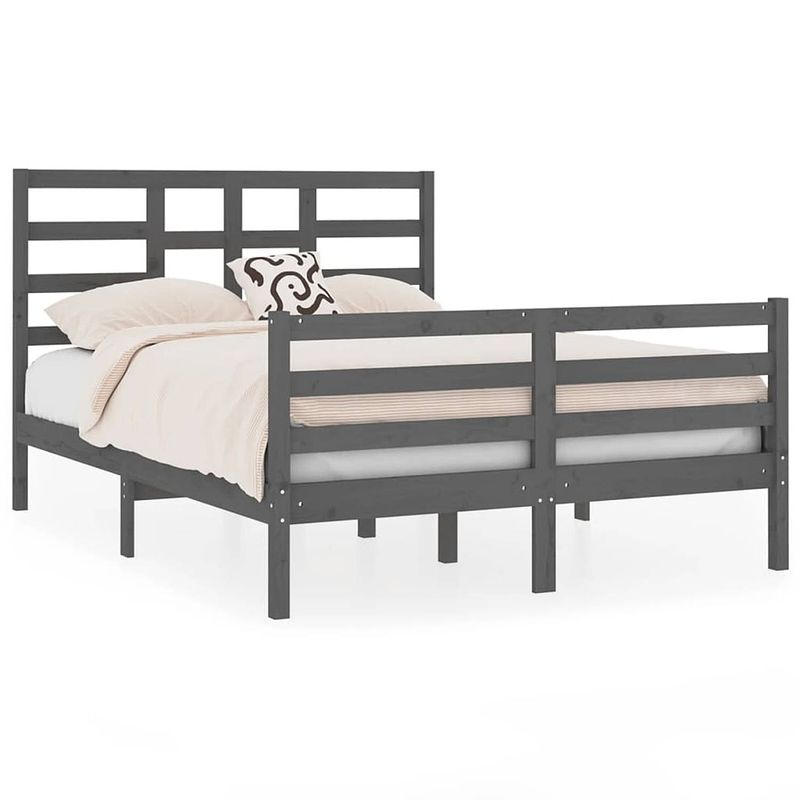 Foto van Vidaxl bedframe massief hout grijs 140x190 cm