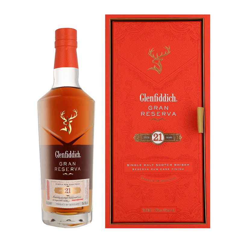 Foto van Glenfiddich 21 years reserva rum cask finish 70cl whisky + giftbox