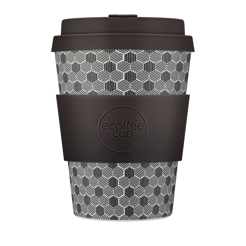 Foto van Ecoffee cup fermi's paradox pla - koffiebeker to go 350 ml - donkerbruin siliconen