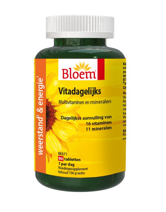 Foto van Bloem vitadagelijks multivitaminen en mineralen tabletten