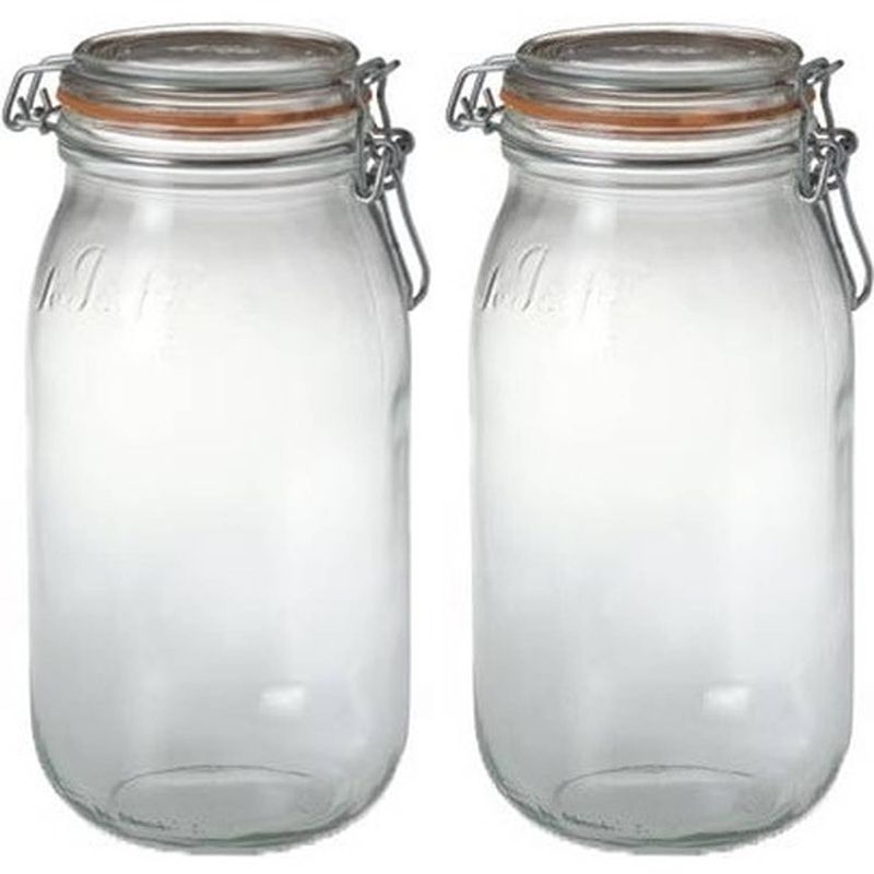 Foto van 2x luchtdichte weckpotten transparant glas 2 liter - weckpotten