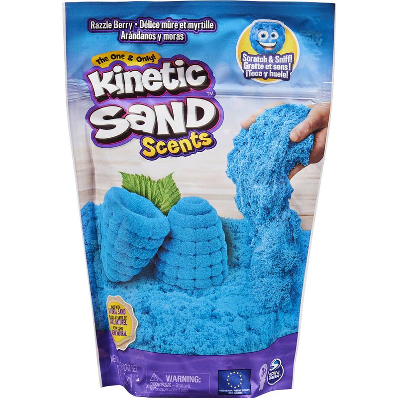 Foto van Kinetic sand speelzand scented sand razzle berry junior blauw