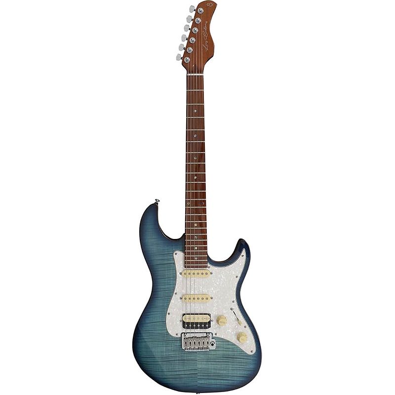 Foto van Sire larry carlton s7 flamed maple transparent blue elektrische gitaar