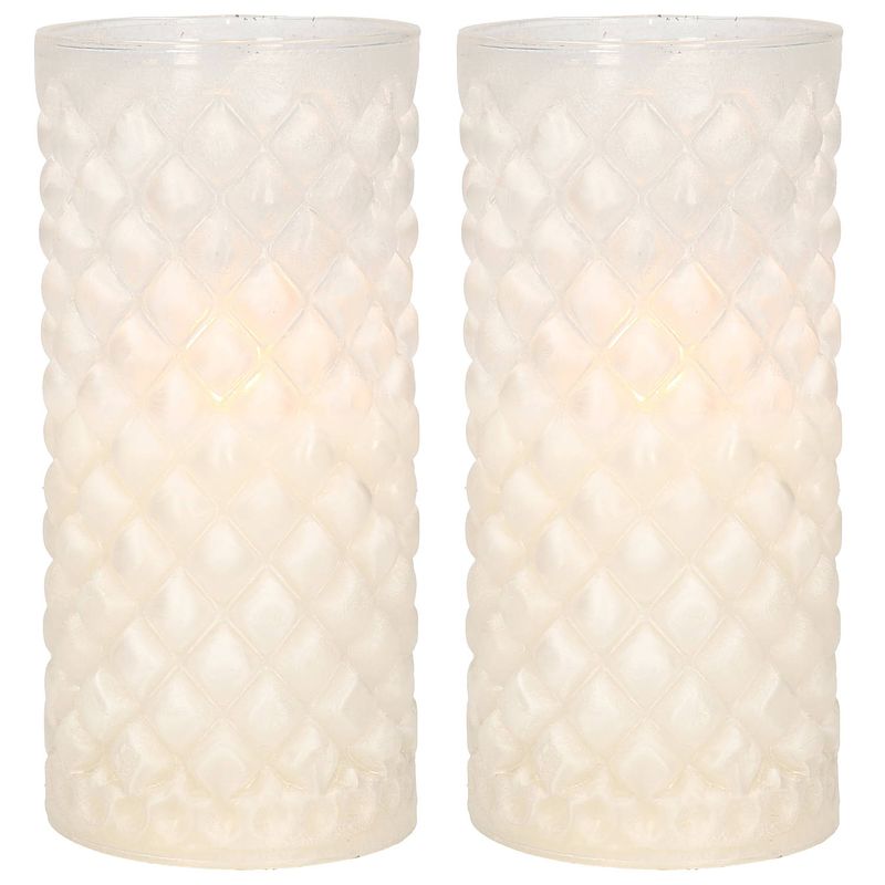 Foto van 2x stuks luxe led kaarsen in glas d7,5 x h15 cm - led kaarsen