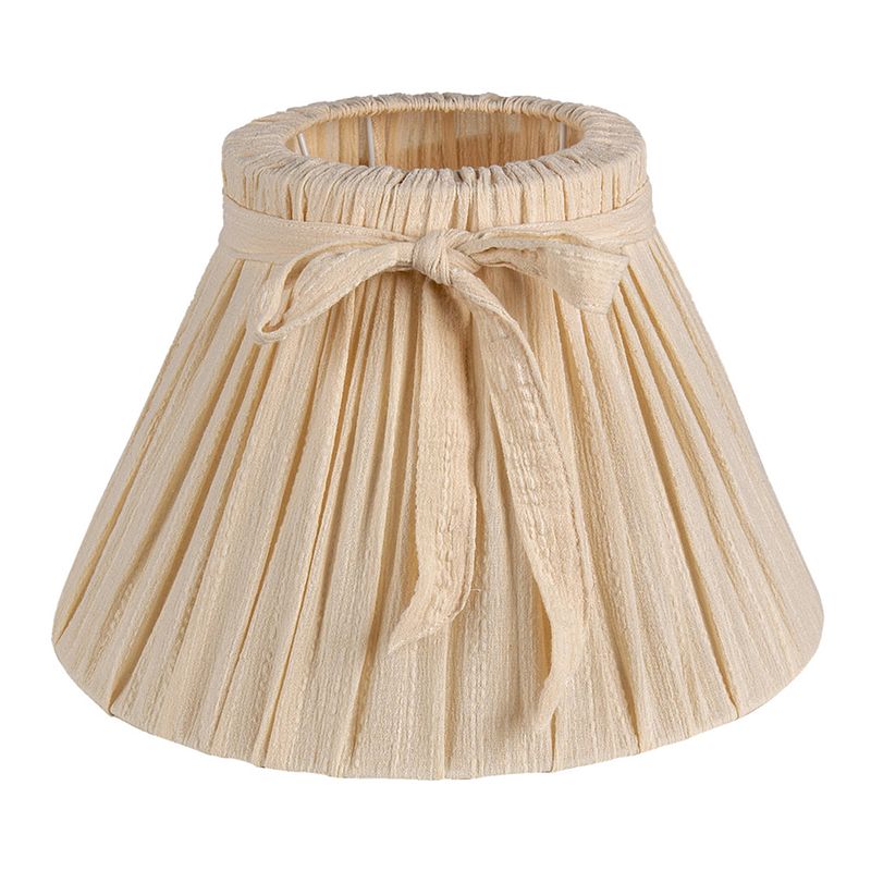 Foto van Haes deco - lampenkap - natural cosy - beige met strikje - formaat ø 33x21 cm, voor fitting e27 - tafellamp, hanglamp