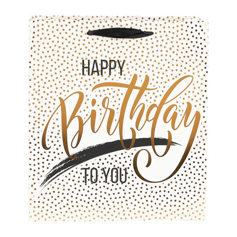 Foto van Cadeautasje happy birthday - gouden stip - 23x26 cm