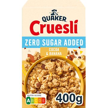 Foto van Quaker cruesli zero sugar added cacao & banaan 400gr bij jumbo