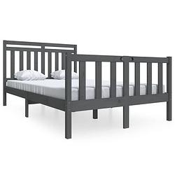 Foto van Vidaxl bedframe massief hout grijs 135x190 cm 4ft6 double