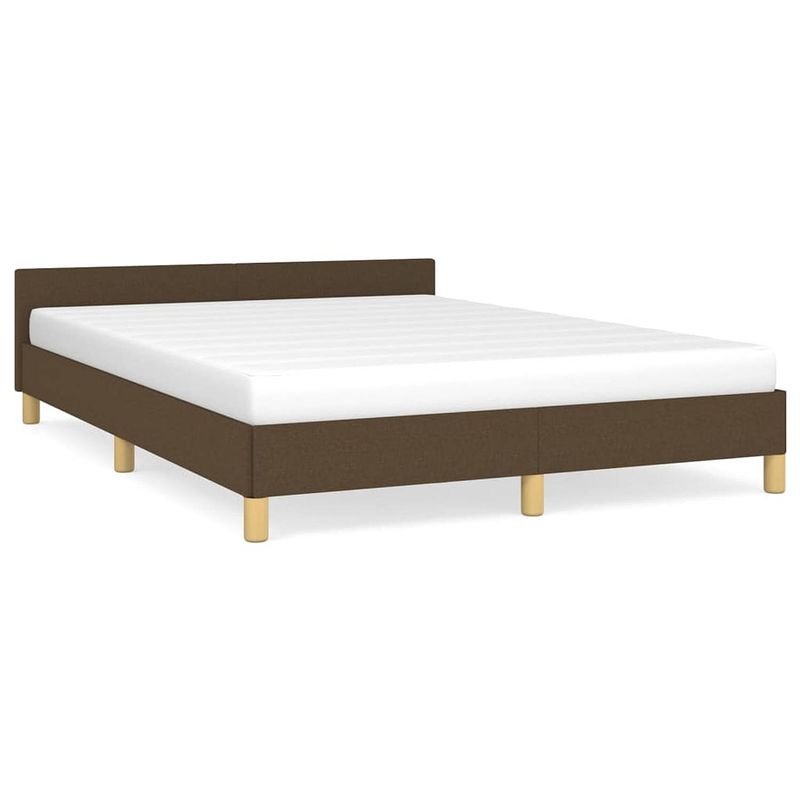 Foto van The living store bedframe donkerbruin multiplex - 203 x 143 x 50 cm - ademend en duurzaam