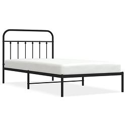 Foto van Vidaxl bedframe met hoofdbord metaal zwart 107x203 cm