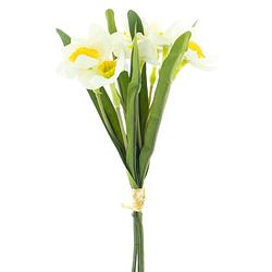 Foto van Narcissus bundle x3 green/cream 30 cm kunstbloemen
