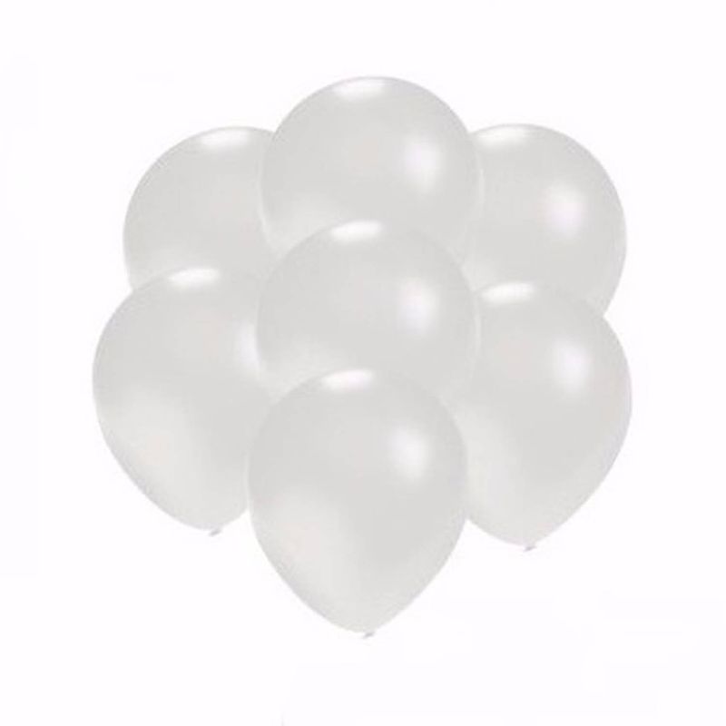 Foto van 25x voordelige metallic witte ballonnen klein - ballonnen