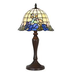 Foto van Haes deco - tiffany tafellamp blauw ø 29x53 cm fitting e27 / lamp max 1x60w