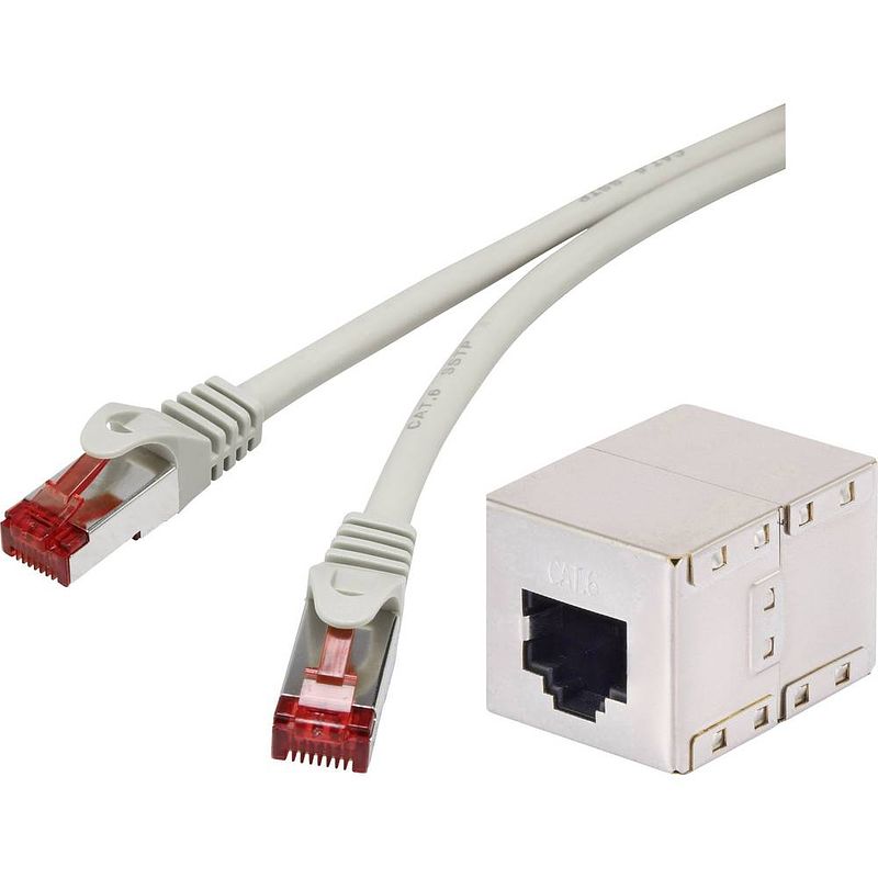 Foto van Renkforce rf-3829252 rj45 netwerkkabel, patchkabel cat 6a s/ftp 0.50 m grijs snagless, vlambestendig 1 stuk(s)