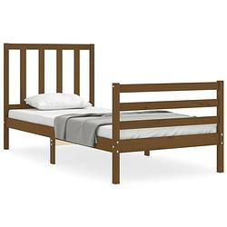 Foto van The living store bedframe - grenenhout - 205.5 x 105.5 x 100 cm - honingbruin