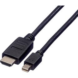 Foto van Roline mini-displayport / hdmi adapterkabel mini displayport stekker, hdmi-a stekker 3.00 m zwart 11.04.5792 afgeschermd displayport-kabel