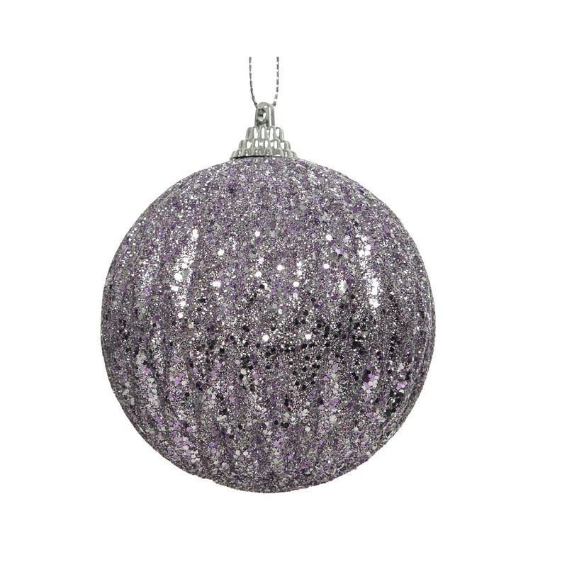 Foto van Kerstbal foam d8cm glitter b.lila