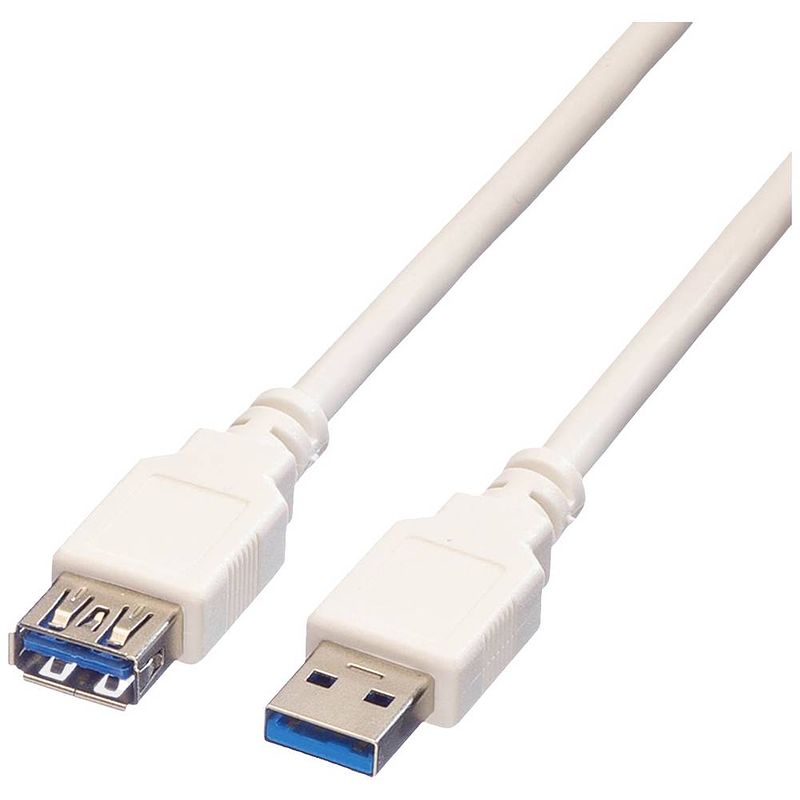 Foto van Value usb-kabel usb 3.2 gen1 (usb 3.0 / usb 3.1 gen1) usb-a stekker, usb-a bus 1.80 m wit afgeschermd 11.99.8978