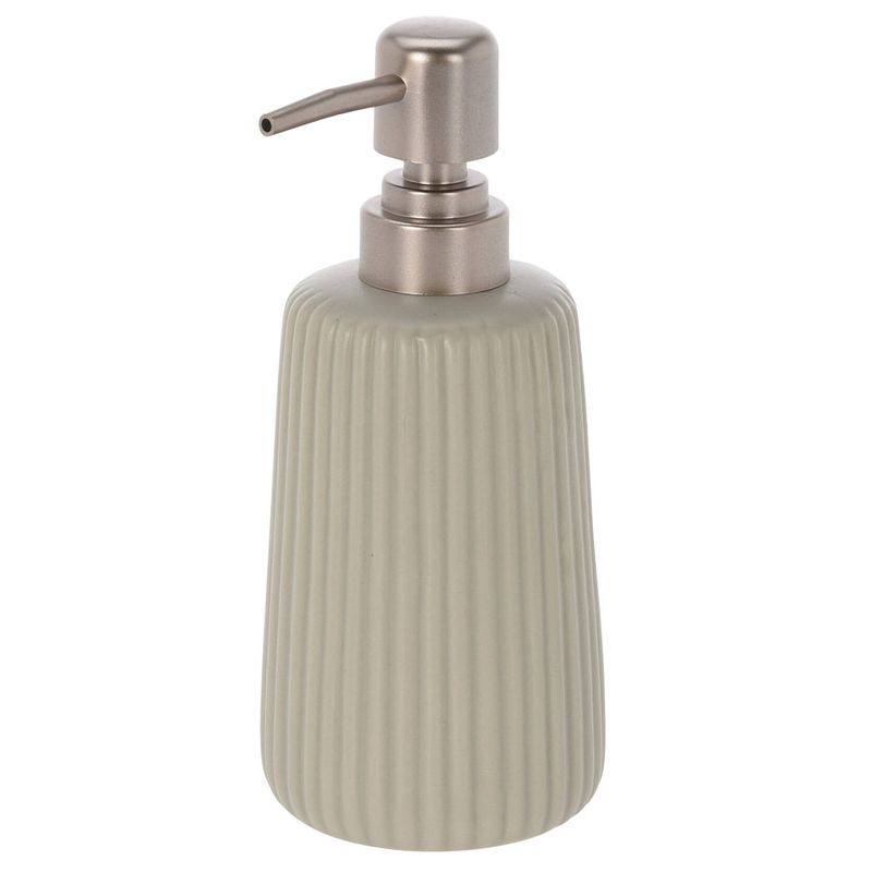 Foto van Zeeppompje/zeepdispenser beige van keramiek 300 ml - zeeppompjes