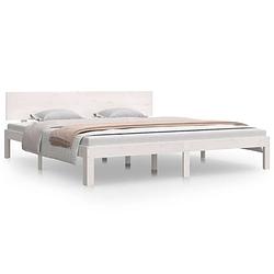 Foto van The living store bedframe - grenenhouten - 205.5 x 183.5 x 69.5 cm - wit