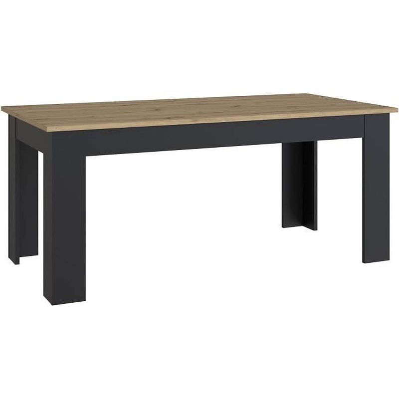 Foto van Eettafel alleen pilvi - eigentijdse stijl - melaminedeeltjes - eiken en zwart decor - 8 personen - b180 x d77,3 x h90 cm