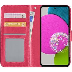 Foto van Basey samsung galaxy a52 hoesje book case kunstleer cover hoes - donkerroze