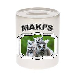 Foto van Dieren maki spaarpot - makis/ maki apen spaarpotten kinderen 9 cm - spaarpotten
