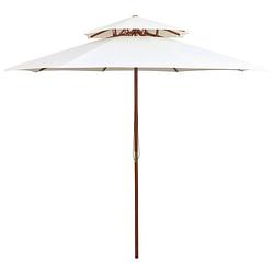 Foto van Vidaxl dubbeldekker parasol 270x270 cm houten paal crèmewit