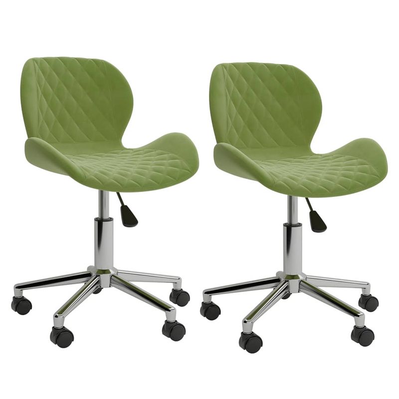 Foto van The living store draaibare eetkamerstoelen - lichtgroen - 39 x 51 x (71.5 - 83.5) cm - verchroomd staal en fluweel