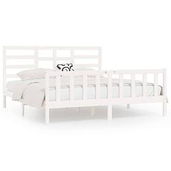 Foto van The living store bedframe grenenhout - wit - 205.5 x 186 x 104 cm - incl - lattenbodem