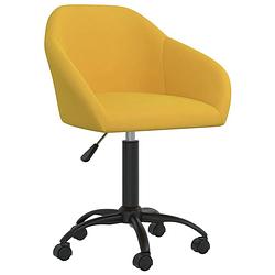 Foto van The living store draaibare eetkamerstoelen - geel fluweel - 63 x 56 x (80-92) cm - gasveermechanisme