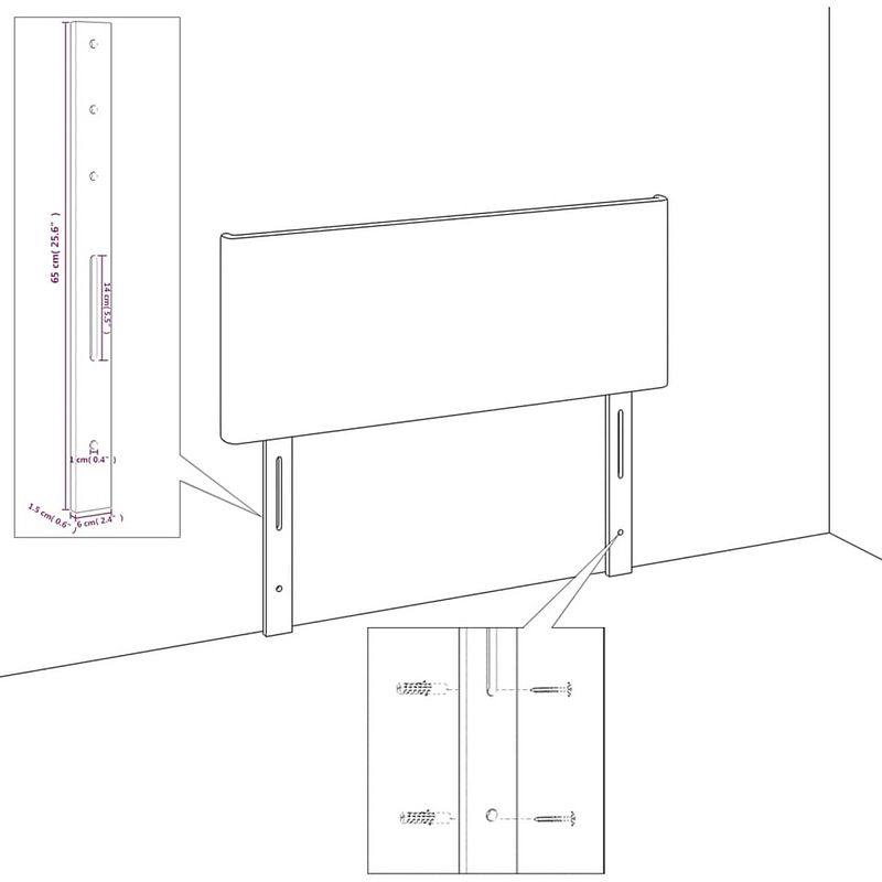 Foto van The living store hoofdbord - 103x16x118/128 cm - zacht fluweel