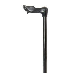 Foto van Classic canes verstelbare wandelstok - zwart - schokdemper - linkshandig - fisher handvat - lengte 77 - 100 cm