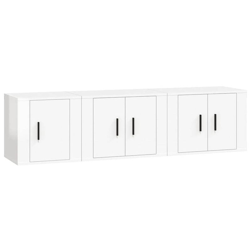 Foto van The living store televisiekastenset - klassiek - 2x 57x34.5x40 cm + 1x 40x34.5x40 cm - hoogglans wit