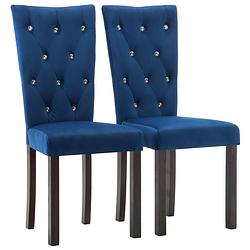 Foto van The living store eetkamerstoelen - fluweel - donkerblauw - 43 x 51 x 98 cm - set van 2