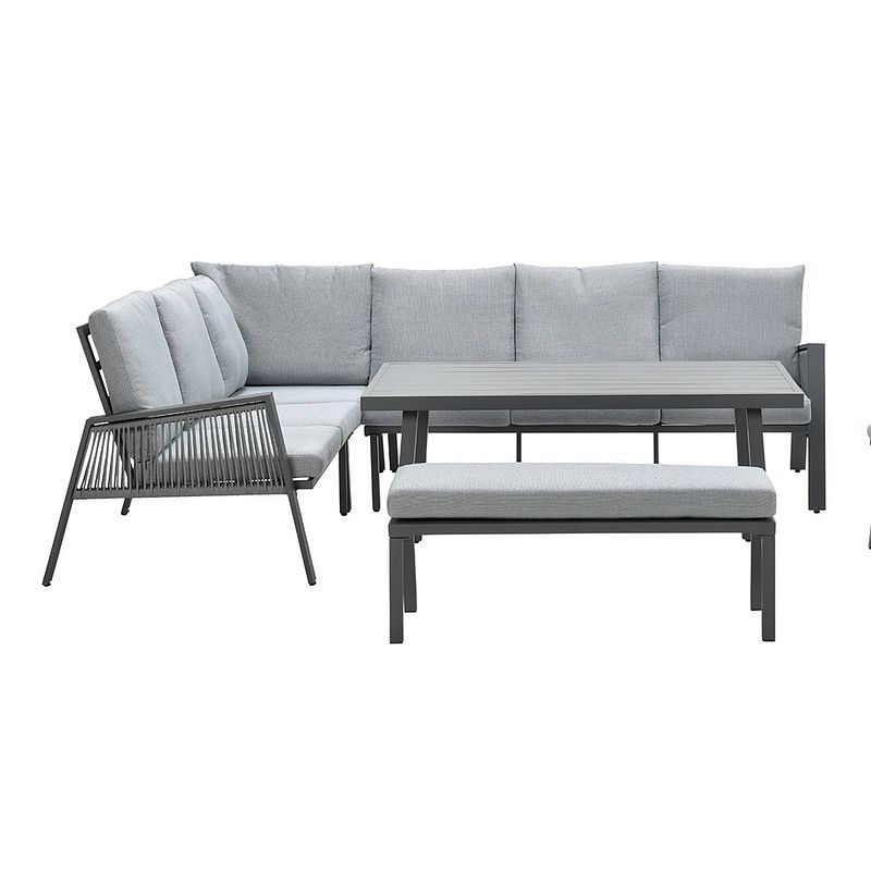 Foto van Garden impressions brendon lounge dining set 5-delig links - licht grijs