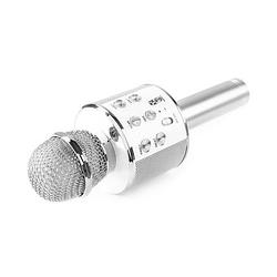Foto van Ibello draadloze karaoke microfoon zilver met bluetooth geschikt voor android en ios