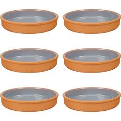 Foto van 6x stuks tapas/hapjes serveren/oven schaal terracotta/grijs 23 x 4 cm - snack en tapasschalen