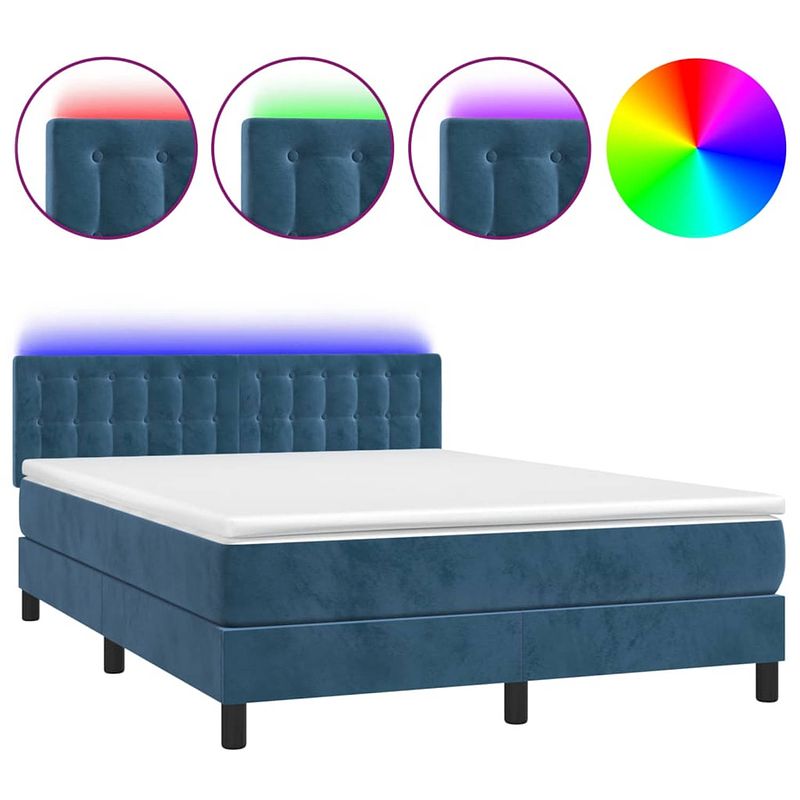 Foto van The living store bed - led - fluwelen bekleding - verstelbaar hoofdbord - pocketvering matras - huidvriendelijke