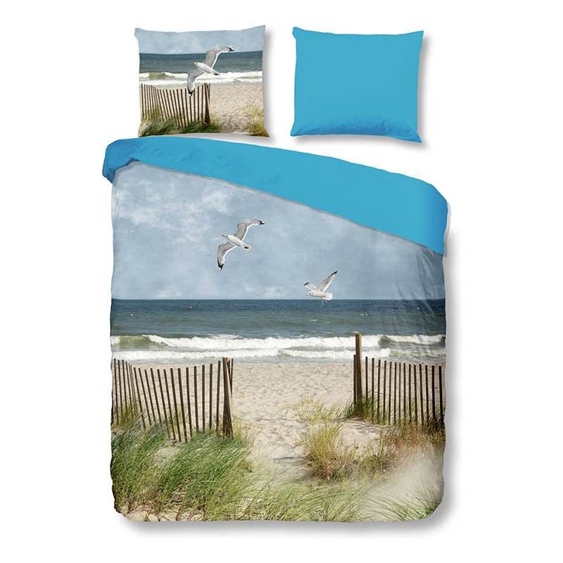 Foto van Snoozing beach flanel dekbedovertrek - lits-jumeaux (260x200/220 cm + 2 slopen) - flanel - multi