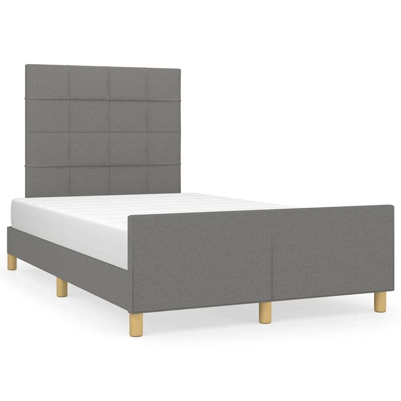 Foto van The living store bedframe donkergrijs 203x126x118/128 cm - verstelbaar hoofdeinde - multiplex lattenbodem -