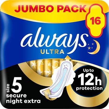 Foto van Always ultra maandverband secure night extra (maat 5) vleugels bij jumbo