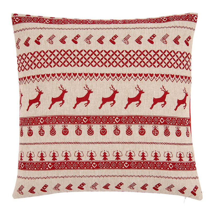 Foto van Haes deco - kerst kussenhoes 40x40 cm - rood - collectie: nordic christmas - sierkussen, kussenhoes