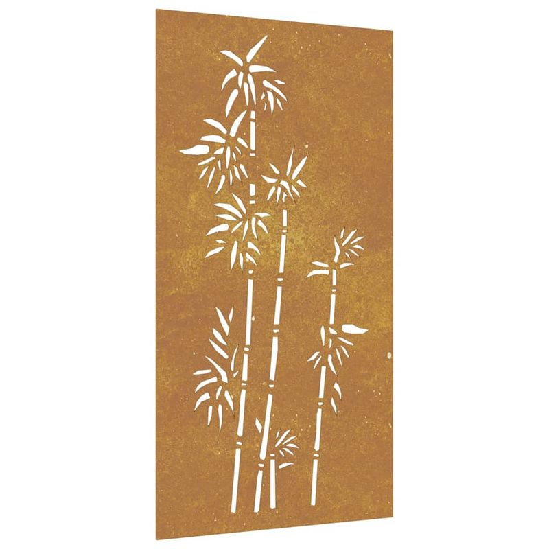 Foto van Vidaxl wanddecoratie tuin bamboe-ontwerp 105x55 cm cortenstaal