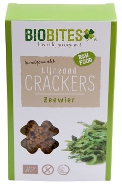 Foto van Biobites lijnzaad crackers raw zeewier 2st