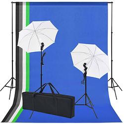 Foto van Vidaxl fotostudio set met 5 gekleurde achtergronden & 2 paraplu'ss
