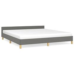 Foto van The living store bedframe - donkergrijs - 203x163x50cm - duurzaam materiaal - ondersteunende poten - multiplex