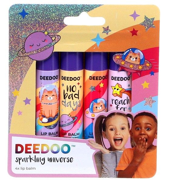 Foto van Deedoo kids lip balm positive vibes 4 stuks